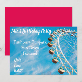 Fun Park Vergnügungspark Teenage Party Einladung