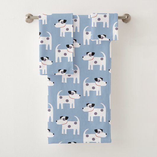 Fun Parson Jack Russell Terrier Dog Blue Badhandtuch Set (Insitu)