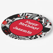 Fun Party Black, White, Red Modern Jazz Paper Plak Pappteller (Schrägansicht)