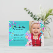 Fun Party Celebration Erster Geburtstag Aquamarin Einladung (Stehend Vorderseite)