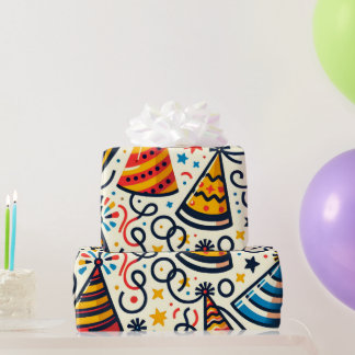 Fun Party Hats und Confetti Geschenkpapier