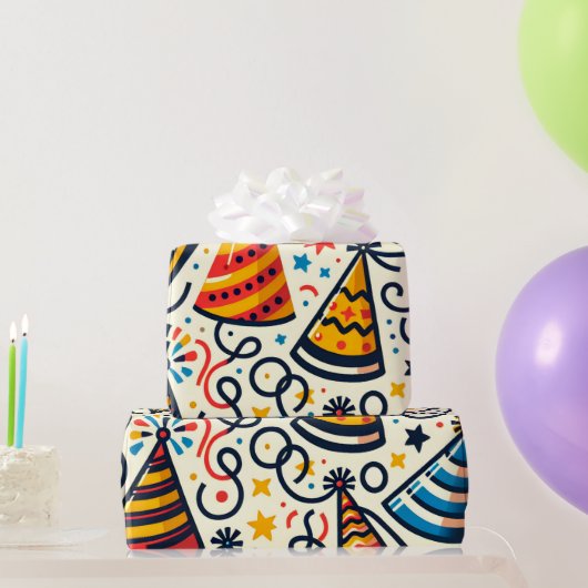 Fun Party Hats und Confetti Geschenkpapier (Partygeschenke)