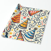 Fun Party Hats und Confetti Geschenkpapier (Ungerollt)