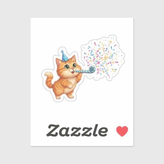 Fun Party Horn Cat Confetti Explosion New Year Aufkleber (Blatt)