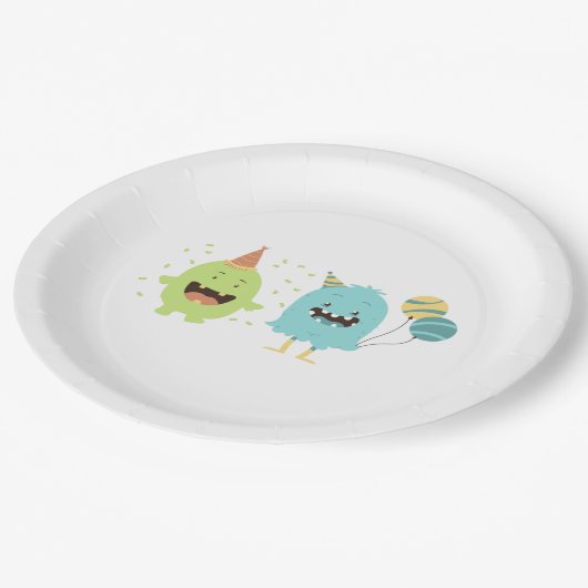 Fun Party Monster Pappteller (Schrägansicht)