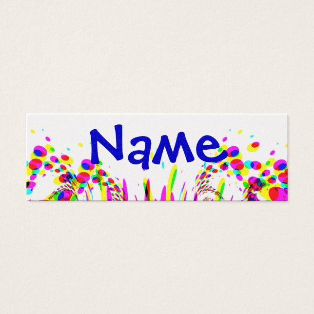 Fun Party Name Card mit farbenfroher Confetti (Vorderseite)