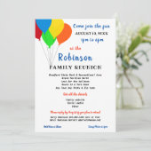 Fun Party Style Family Wiedersehen Trendy Ballon Einladung (Stehend Vorderseite)