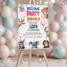 Fun Party Tiere 1. Geburtstag Willkommen