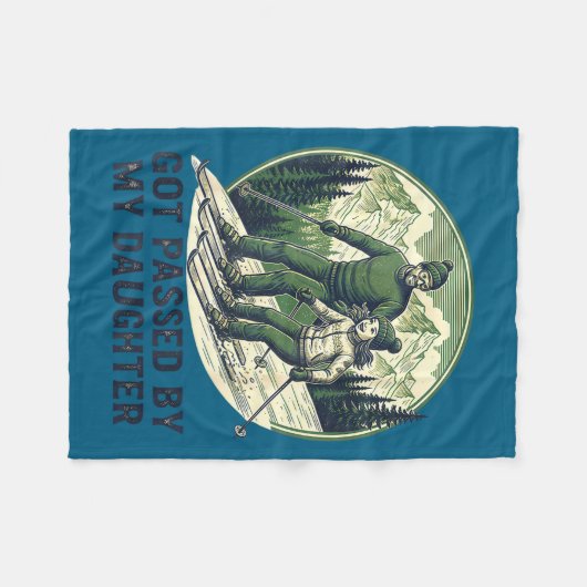 Fun Passed Skiing Got Daughter Daughter Fleecedecke (Vorderseite (Horizontal))