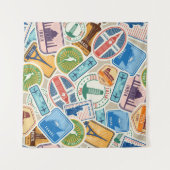 Fun Passport Briefmarke Tapestry Wandteppich (Vorderseite (Horizontal))