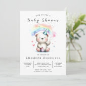 Fun Pastel Bear Baby Dusche Einladung (Stehend Vorderseite)