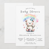 Fun Pastel Bear Baby Dusche Einladung (Vorne/Hinten)