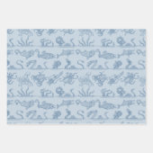 Fun Pastel Blue Sea Monster Zeichne Muster Geschenkpapier Set (Vorderseite)
