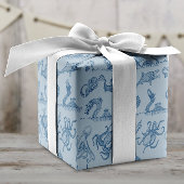 Fun Pastel Blue Sea Monster Zeichne Muster Geschenkpapier Set