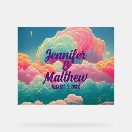 Fun Pastel Cotton Candy Clouds Acrylschild (Vorderseite)