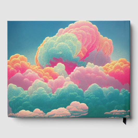 Fun Pastel Cotton Candy Clouds Gästebuch (Rückseite)