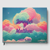 Fun Pastel Cotton Candy Clouds Gästebuch (Vorderseite)