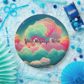 Fun Pastel Cotton Candy Clouds Pappteller (Party)