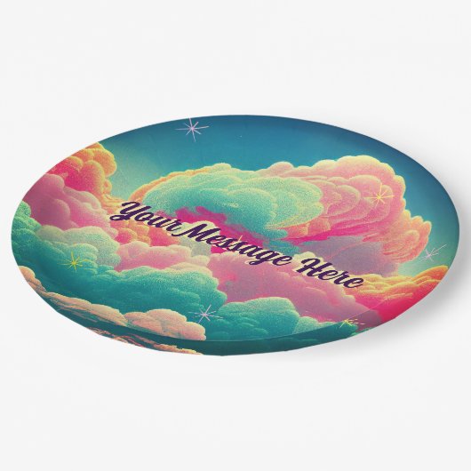 Fun Pastel Cotton Candy Clouds Pappteller (Schrägansicht)