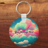 Fun Pastel Cotton Candy Clouds Schlüsselanhänger (Vorderseite)
