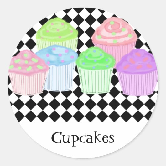 Fun Pastel Cupcakes Runder Aufkleber (Vorderseite)