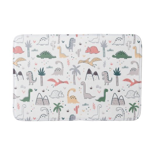 Fun Pastel Dinosaur Scene Pattern Badematte (Vorderseite)
