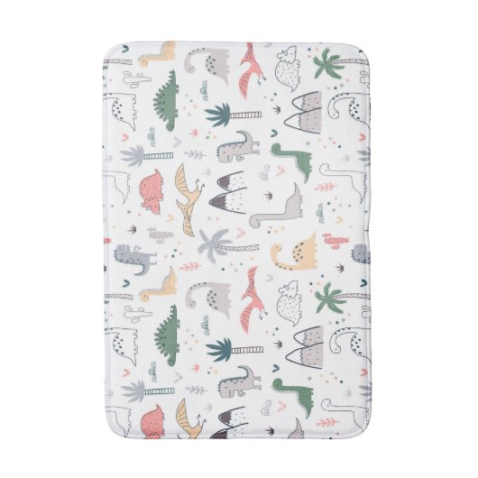 Fun Pastel Dinosaur Scene Pattern Badematte (Vorderseite Vertikal)