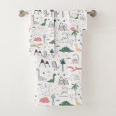 Fun Pastel Dinosaur Scene Pattern Badhandtuch Set (Insitu)
