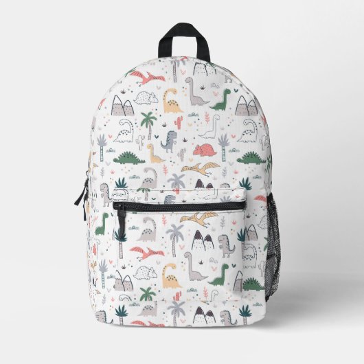 Fun Pastel Dinosaur Scene Pattern Bedruckter Rucksack (Vorderseite)