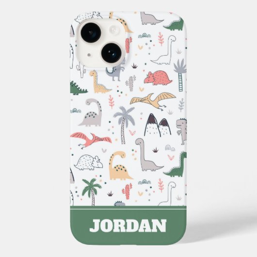 Fun Pastel Dinosaur Scene Pattern Case-Mate iPhone Hülle (Rückseite)
