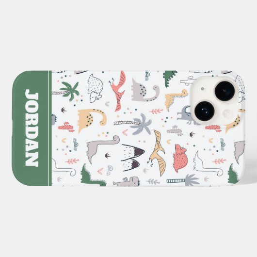 Fun Pastel Dinosaur Scene Pattern Case-Mate iPhone Hülle (Rückseite (Horizontal))