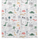 Fun Pastel Dinosaur Scene Pattern Duschvorhang (Vorderseite)