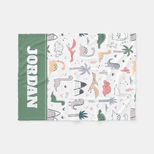 Fun Pastel Dinosaur Scene Pattern Fleecedecke (Vorderseite (Horizontal))