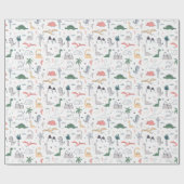 Fun Pastel Dinosaur Scene Pattern Geschenkpapier (Flach)