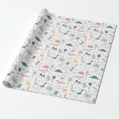 Fun Pastel Dinosaur Scene Pattern Geschenkpapier (Ungerollt)