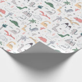 Fun Pastel Dinosaur Scene Pattern Geschenkpapier (Ecke)