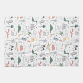 Fun Pastel Dinosaur Scene Pattern Geschirrtuch (Horizontal)