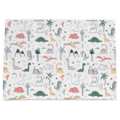 Fun Pastel Dinosaur Scene Pattern Große Geschenktüte (Vorderseite)