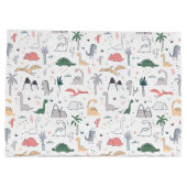Fun Pastel Dinosaur Scene Pattern Große Geschenktüte (Rückseite)