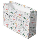 Fun Pastel Dinosaur Scene Pattern Große Geschenktüte (Rückseite Schrägansicht)