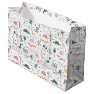 Fun Pastel Dinosaur Scene Pattern Große Geschenktüte