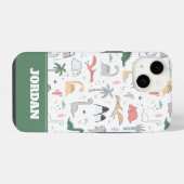 Fun Pastel Dinosaur Scene Pattern iPhone Hülle (Rückseite (Horizontal))