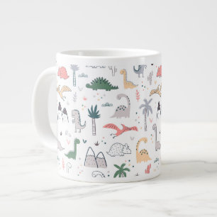 Fun Pastel Dinosaur Scene Pattern Jumbo-Tasse