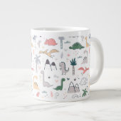Fun Pastel Dinosaur Scene Pattern Jumbo-Tasse (Vorderseite Rechts)
