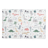 Fun Pastel Dinosaur Scene Pattern Kissenbezug (Rückseite)