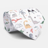 Fun Pastel Dinosaur Scene Pattern Krawatte (Gerollt)