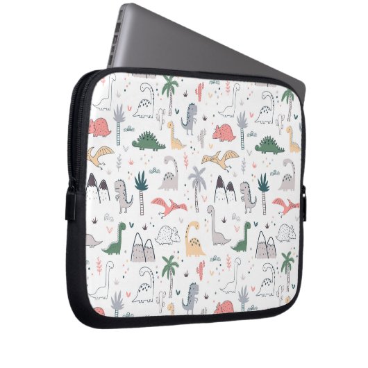 Fun Pastel Dinosaur Scene Pattern Laptopschutzhülle (Vorne Rechts)