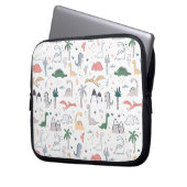 Fun Pastel Dinosaur Scene Pattern Laptopschutzhülle (Vorderseite Links)