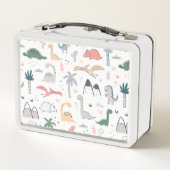 Fun Pastel Dinosaur Scene Pattern Metall Brotdose (Rückseite)
