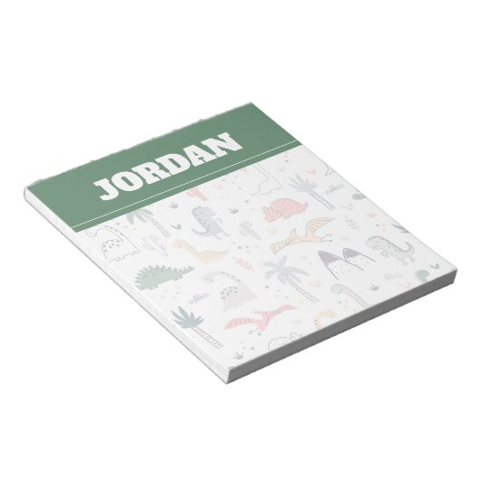 Fun Pastel Dinosaur Scene Pattern Notizblock (angewinkelt)